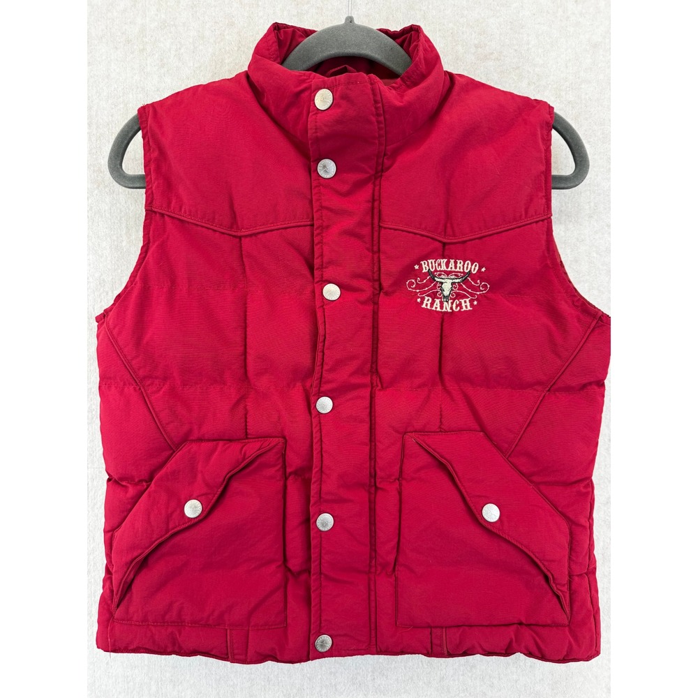 Cowboy Hardware Kids Large Buckaroo Ranch Embroidered Puffer Vest Maroon